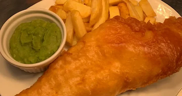 Fresh Haddock, Chips & Peas