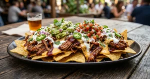 Tortilla Nacho Chips with BBQ Pulled Pork