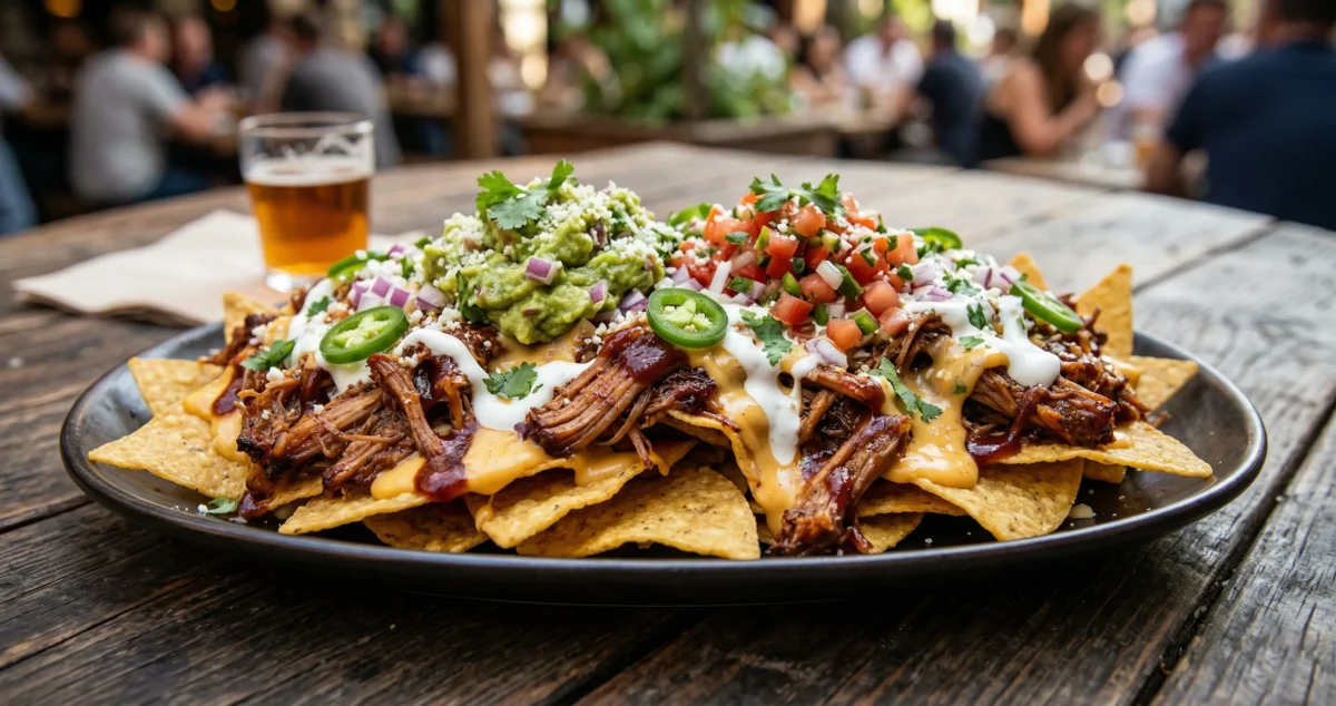 Tortilla Nacho Chips with BBQ Pulled Pork