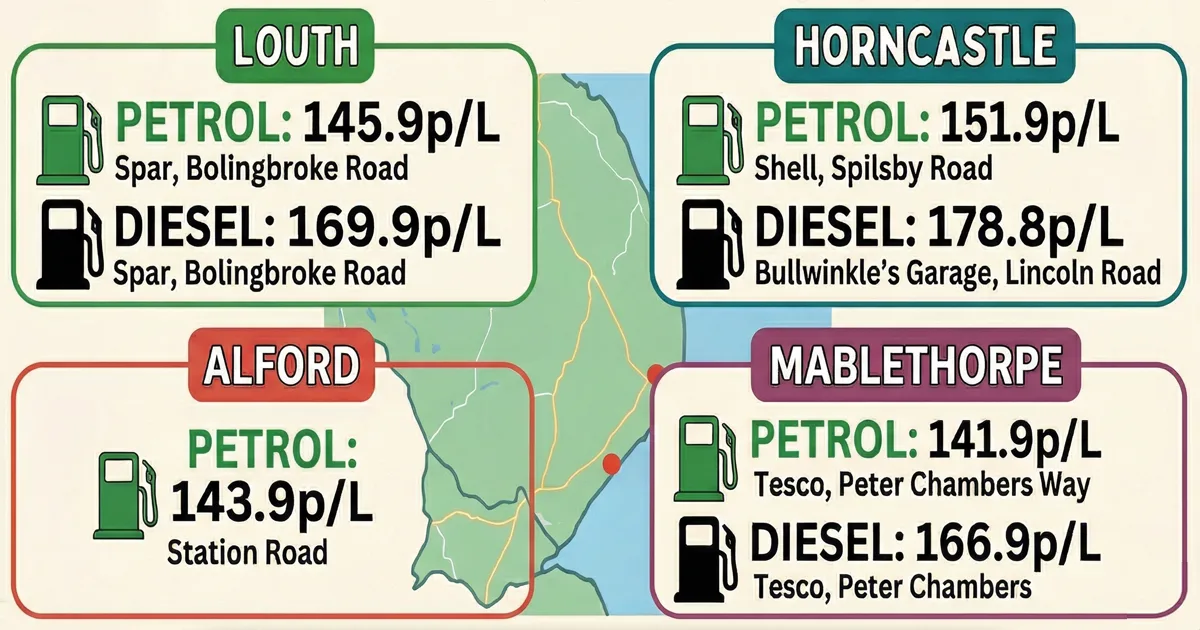 Cheapest Petrol & Diesel around Louth Today
