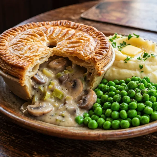 Homemade Creamy Mushroom and Leek Pie