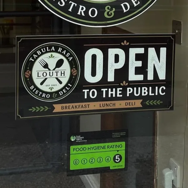 Tabula Rasa - Louth. A 5 Star Food Hygiene Rating In The New Premises